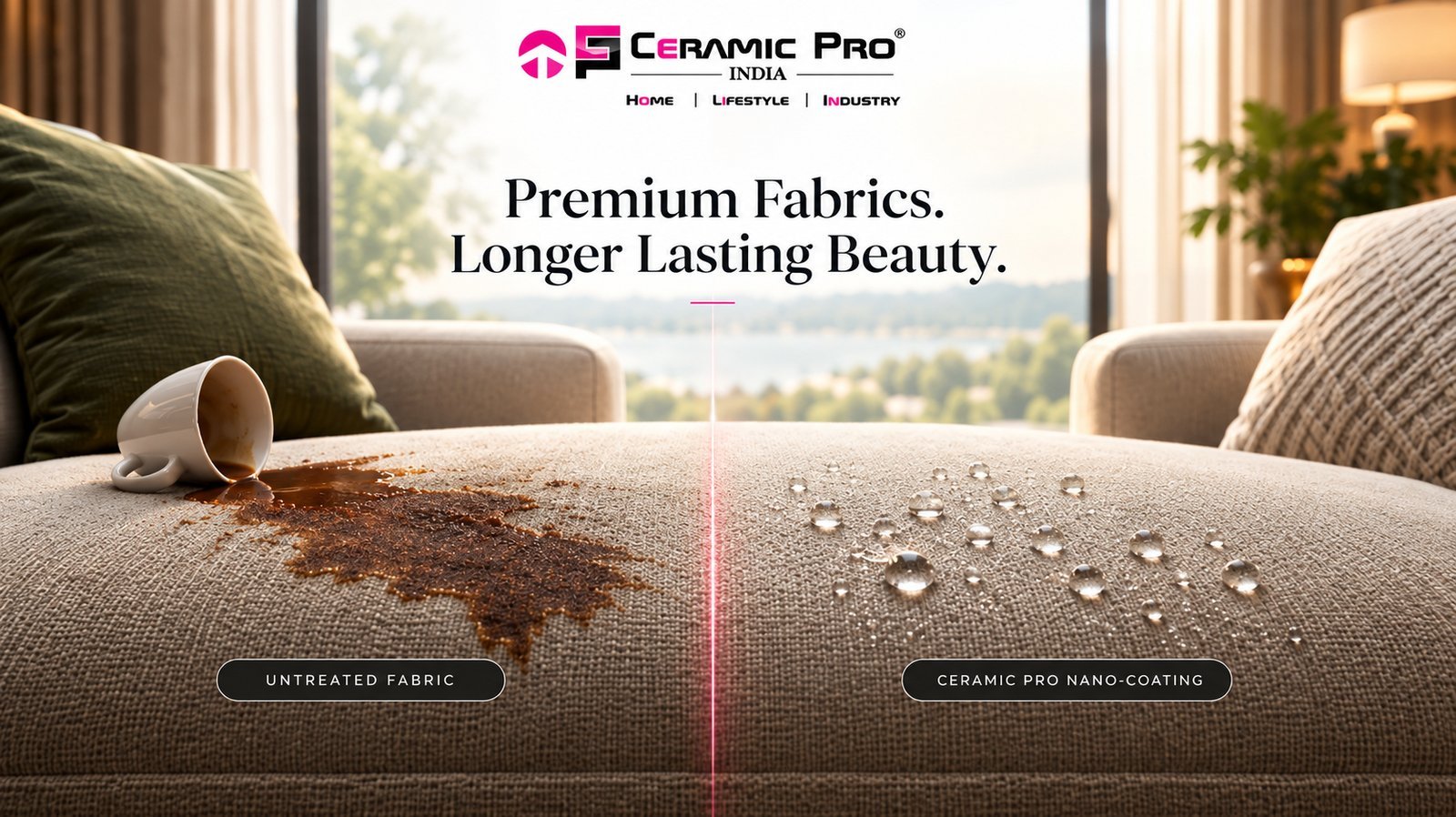 Premium sofa, curtains and carpet protected with Ceramic Pro nano-ceramic textile protection